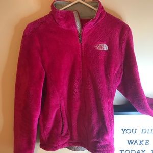 Pink Fuzzy North Face Jacket